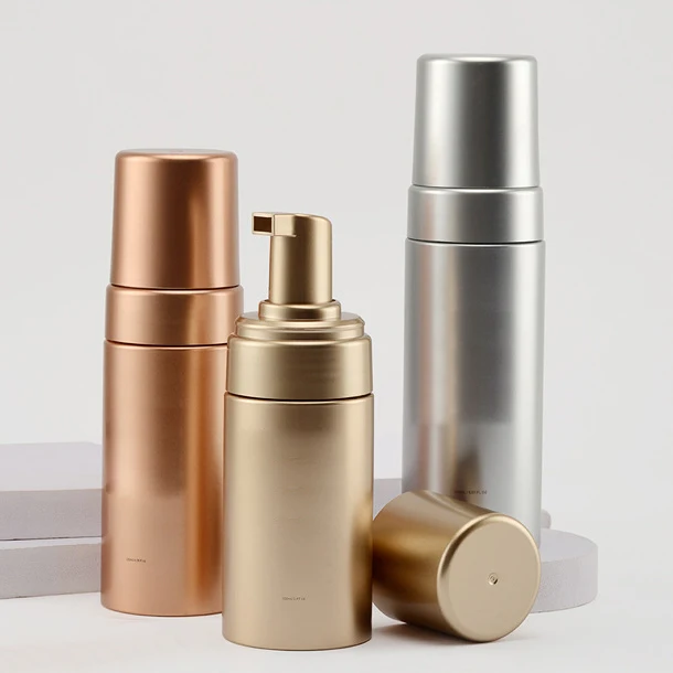 100ml 120ml 150ml Silver Gold Plating Foam Pump Bottle Pet Face Wash Mousse Hand Soap Dispenser Foam Bottle