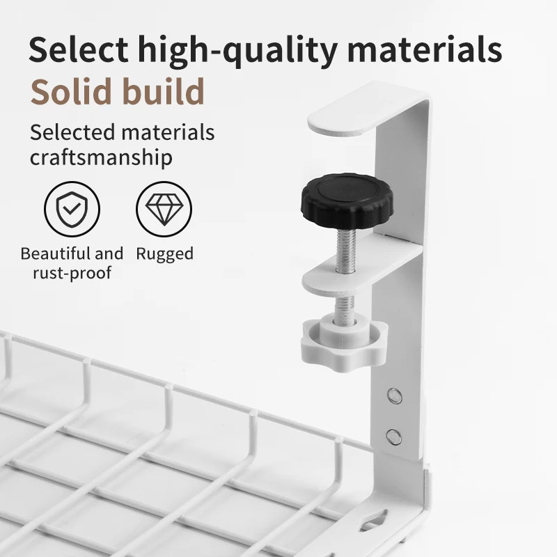 Accept customization No Drill Wire Mesh Trays Under Desk Cable Management Tray Storage Rack
