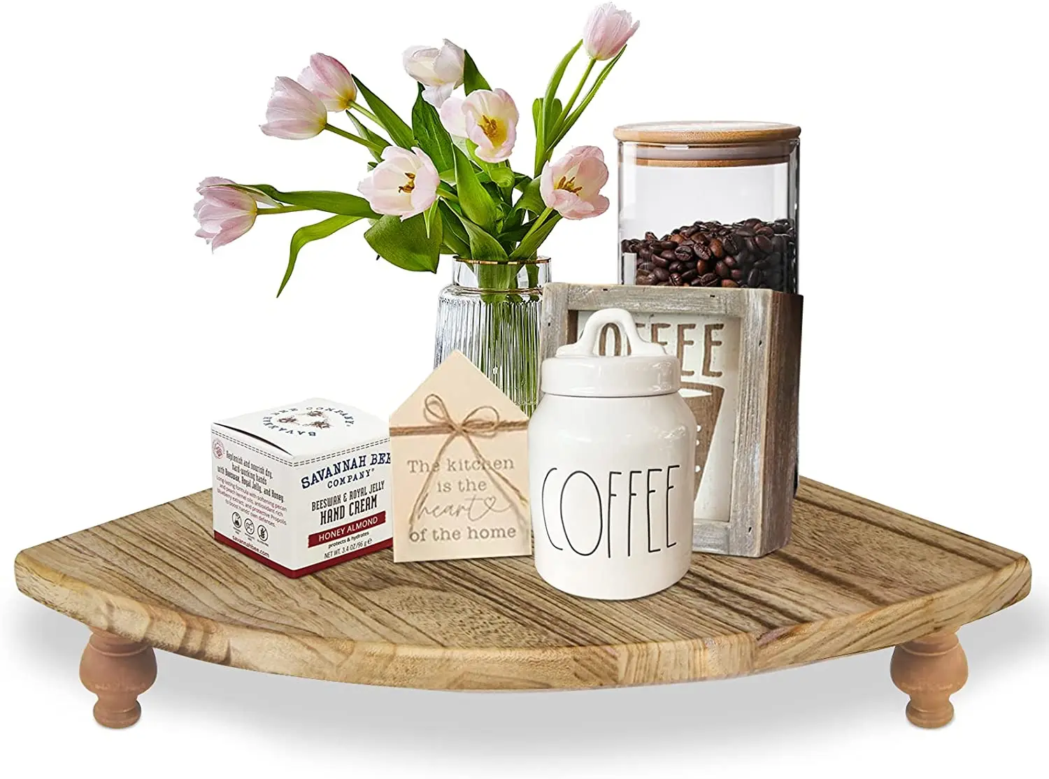 Home Kitchen Wooden Corner Raiser for Household Counter Shelf Rustic Brown Pedestal Stand Farmhouse Corner