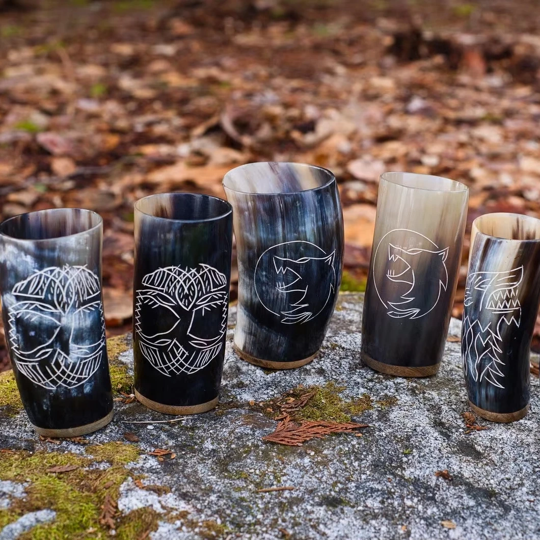 Real Horn Whiskey Tumbler Customized Logo Short Drinking Horn Glass for Parties and bar Buffalo Horn Glass at Low Price From LHD