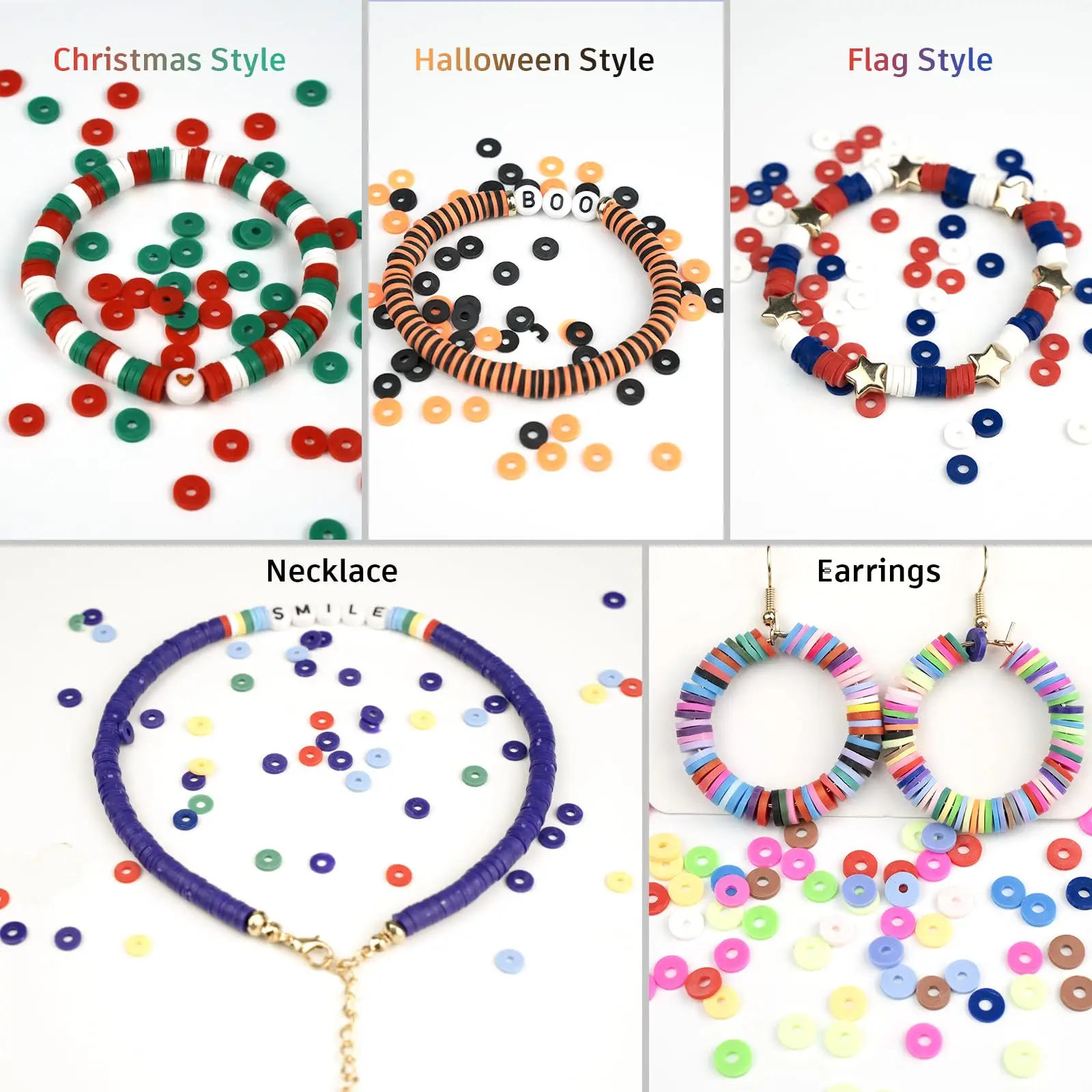 3000pcs Jewelry Making Kit Preppy Bracelets 24 Colors Flat Round Polymer Clay Beads Toys