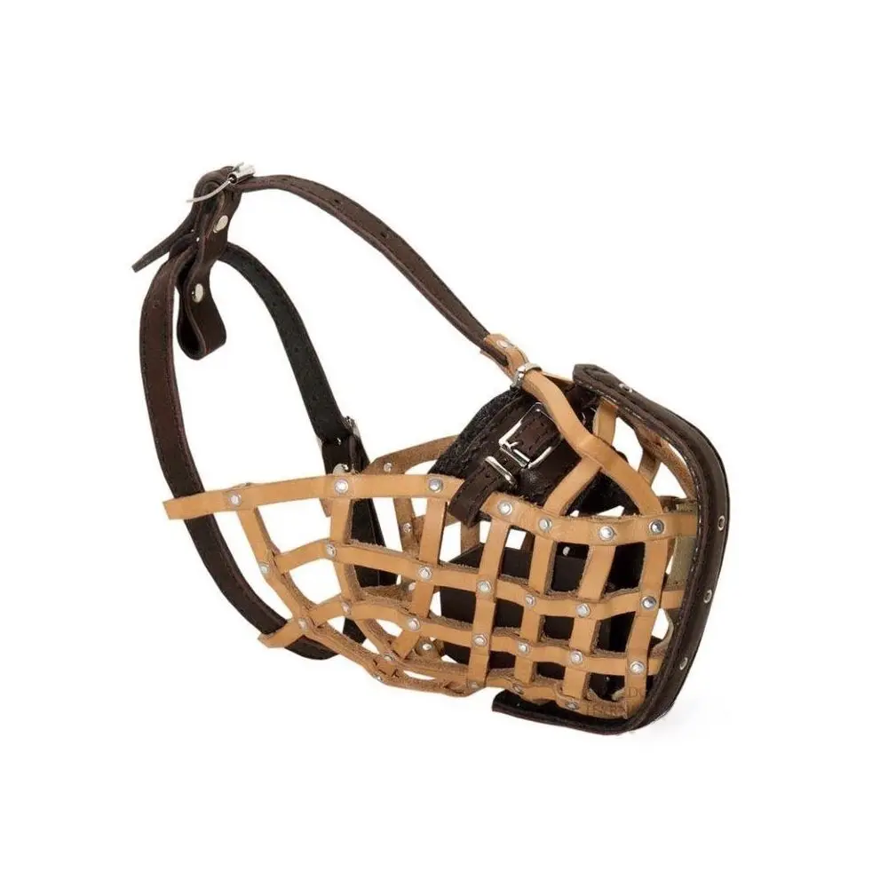 Customized High Quality Anti-Bite Genuine Leather Pet Dog Protect Mouth Muzzle Cover