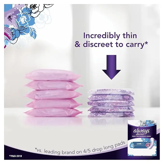 Always Discreet Incontinence Pads, Moderate, Regular Length, 108 count