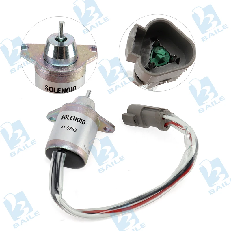 Diesel Engine Spare Parts 12V 24V Shut Down Solenoid 41-6383 Fuel Shut Off Solenoid Valve For Yanmar Engine