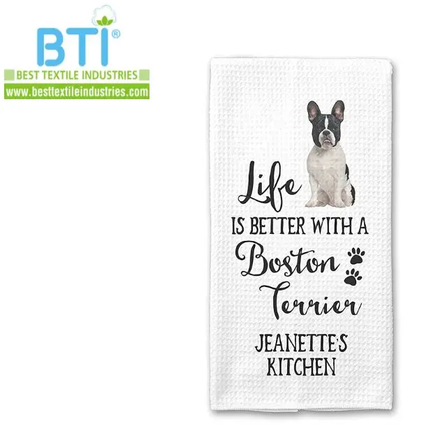 Digital Printed Home Textile 100% Cotton Super Absorbent Custom Printed Kitchen Tea Dish Towels