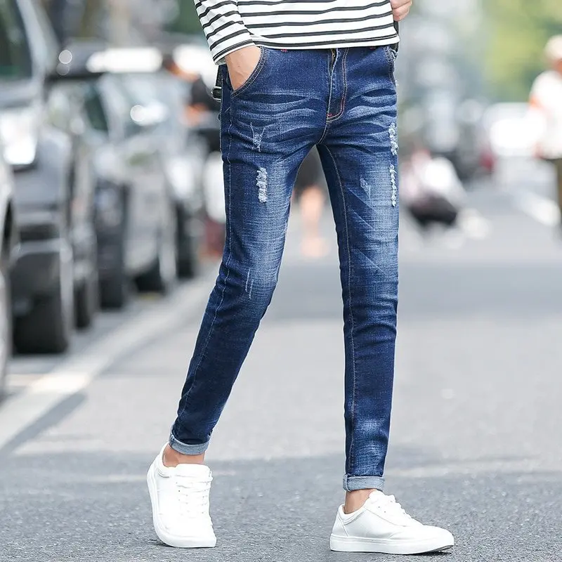 Denim Pant  Wholesale From Factory OEM custom high quality skinny fit appliqued denim jeans for men slim jean pants