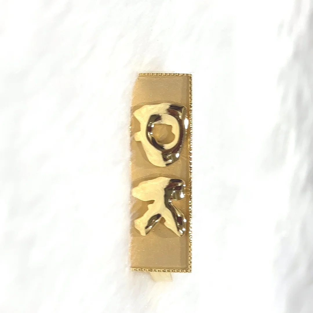 High Quality Luxury Famous Brand Designers Jewelry Two Finger Ring Full Gold Word Letters Ring