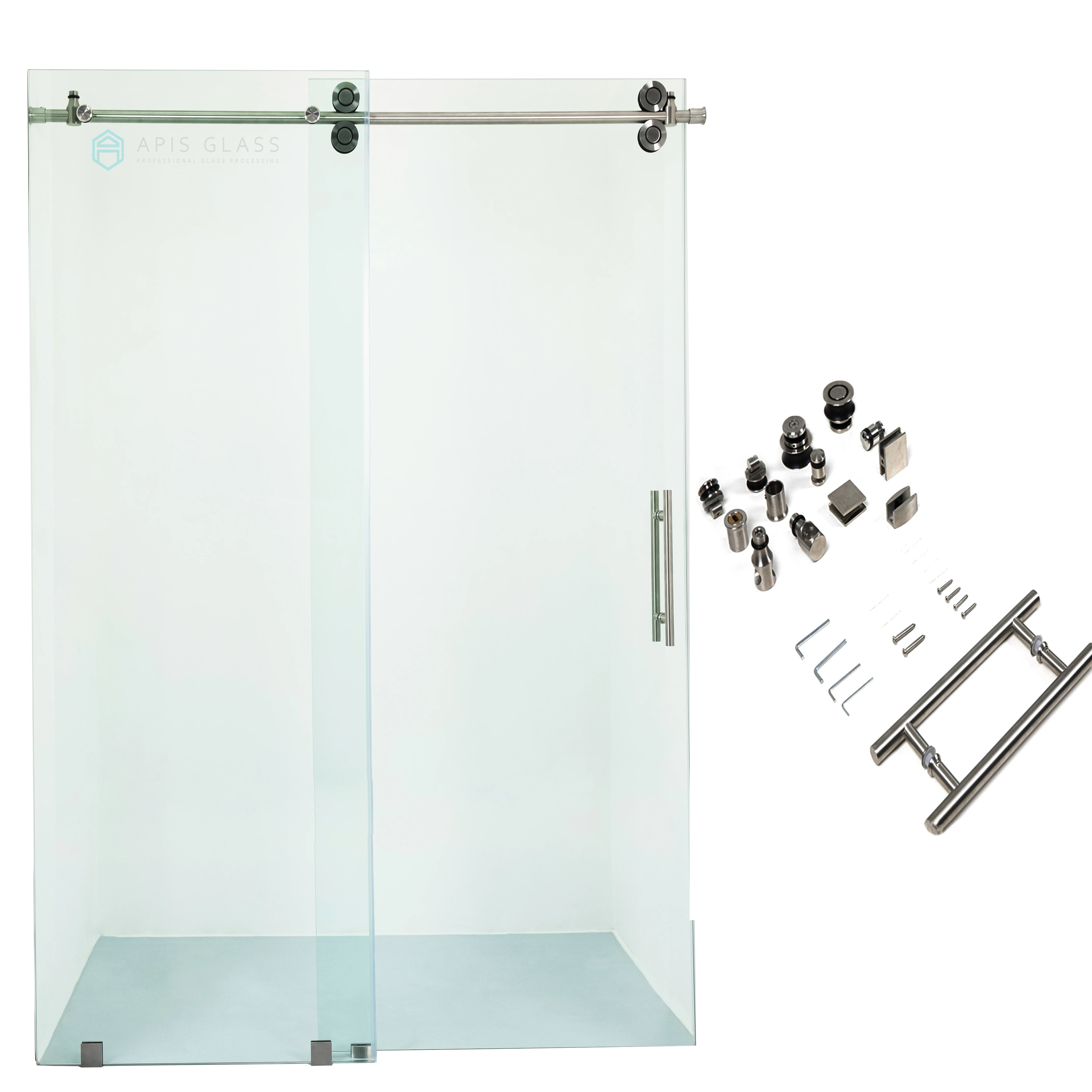 Factory wholesale high quality bathroom shower glass bathroom clear glass frameless small sliding doors shower