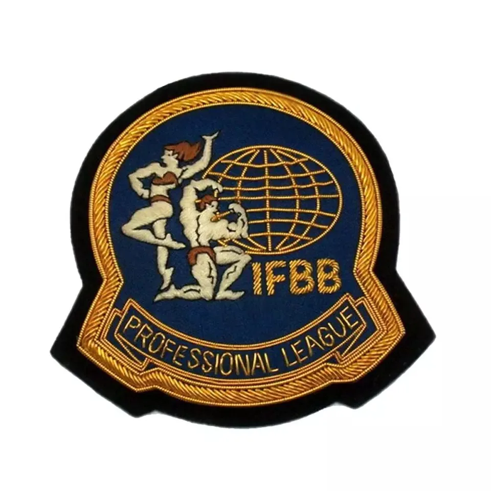 OEM and ODM Welcome Sew-on Applique Patch Hand made Embroidery Gold Bullion Wire Embroidered Blazer Military Uniform Badges