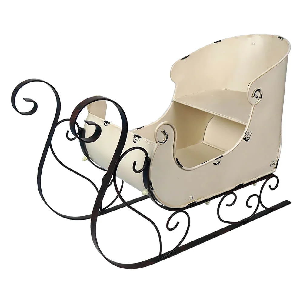 Santa Sleigh in Antique White Finished Candy & Gifts Tableware at Cheap Best Price Metal Holiday Christmas Decoration