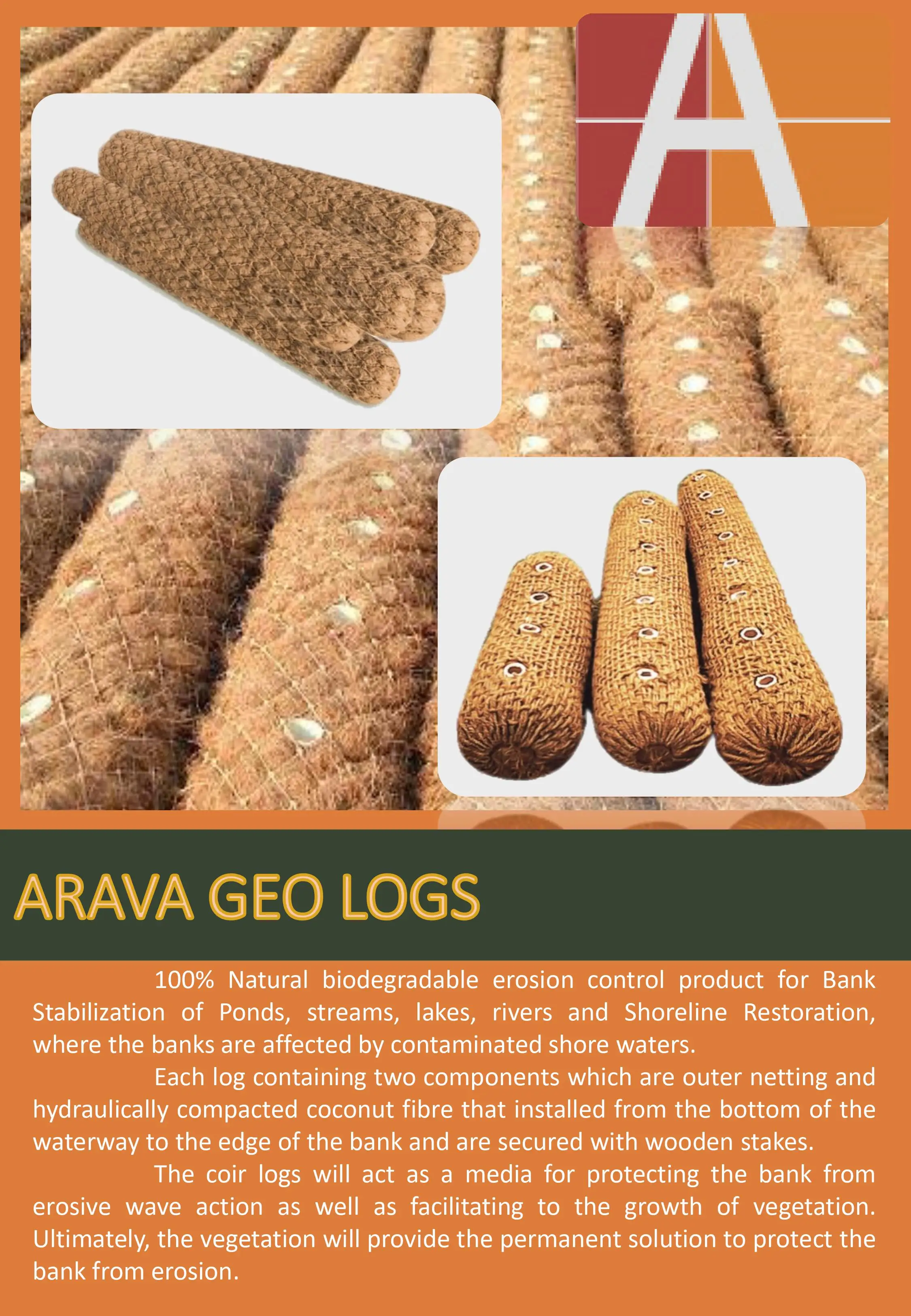 Bio Degradable Erosion control net made of coir