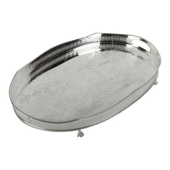 Shiny Silver Color Serving Trays Luxury Design Metal Tray Good Quality Modern Tray Use For Restaurant