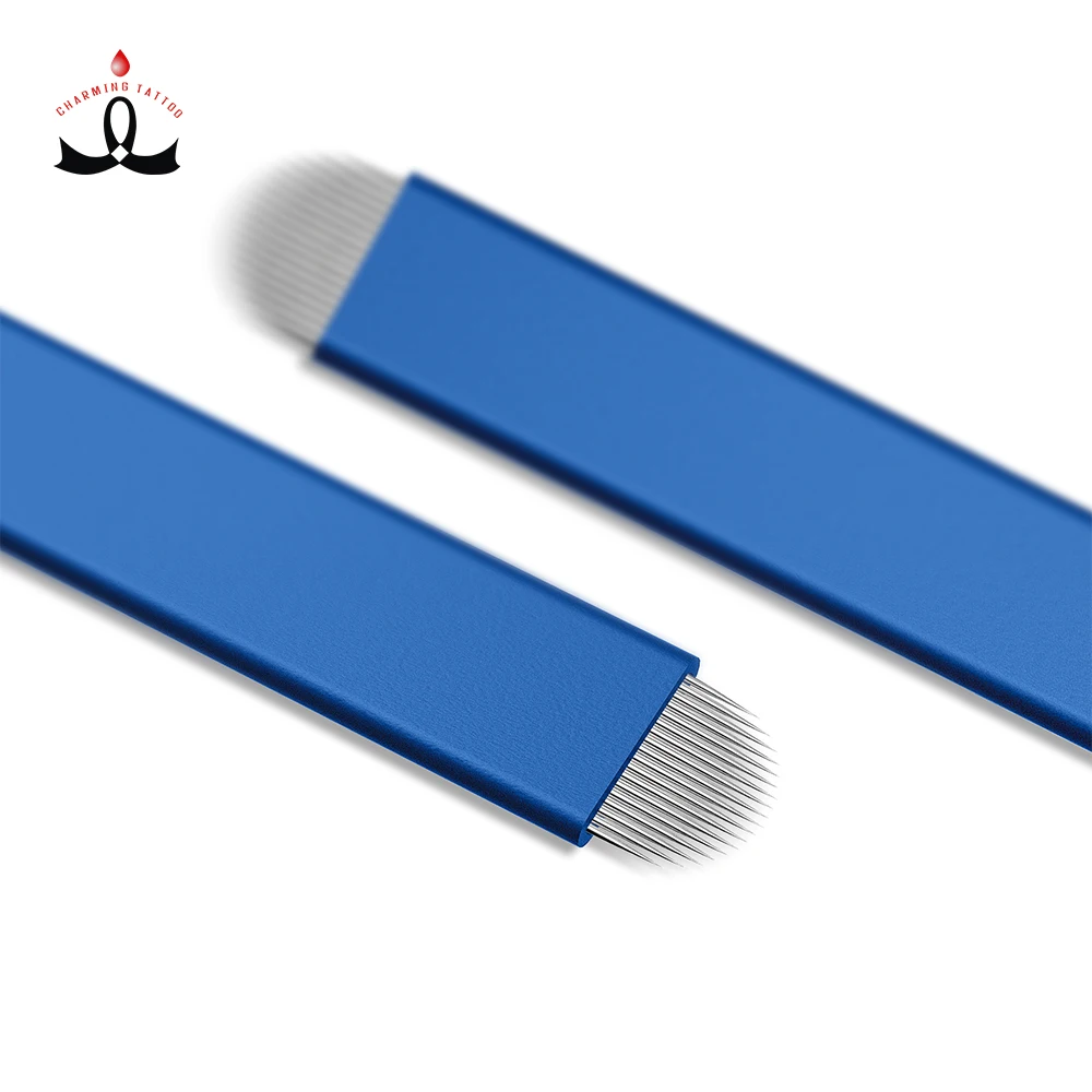 Lushcolor High Quality Blue Factory Price  Microblading 0.15mm NANO Flex MicroBlade Tattoo needles For Tattoo Microblading