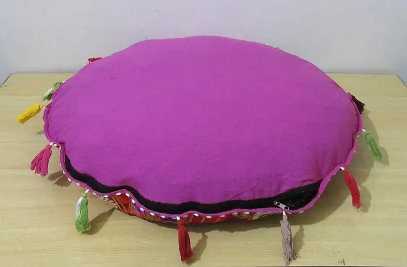 Vintage Ottoman Pouf Covers Indian Patchwork Handmade Footstool Home Decor Round Pouf Stools Cushions Covers