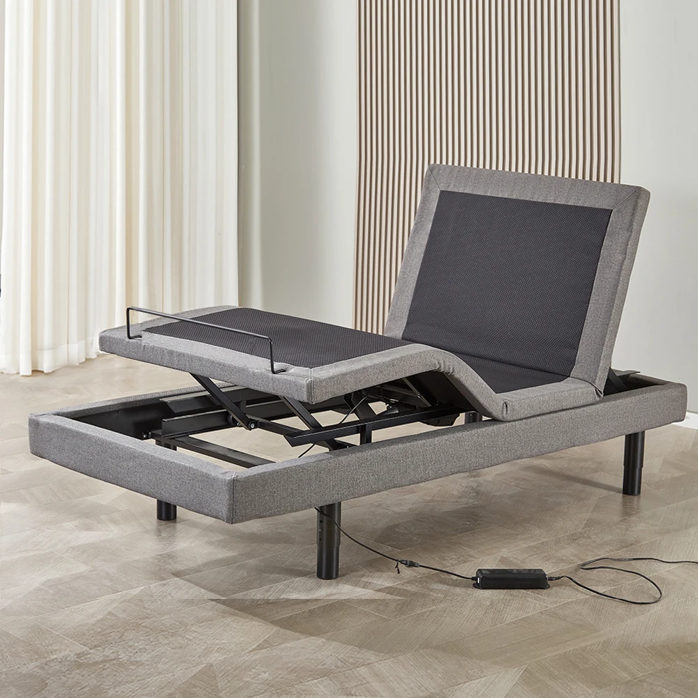 Two Motor Wall Hugger Silent Motor Massage Function Electric Adjustable Bed with Wireless Remote Control