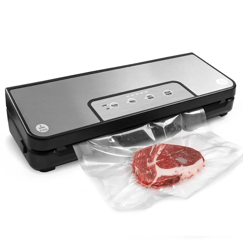 Stainless Steel Vacuum Sealing Packaging Machine with Vacuum Bags Rolls for Zipper Bags Canister Wine Stopper