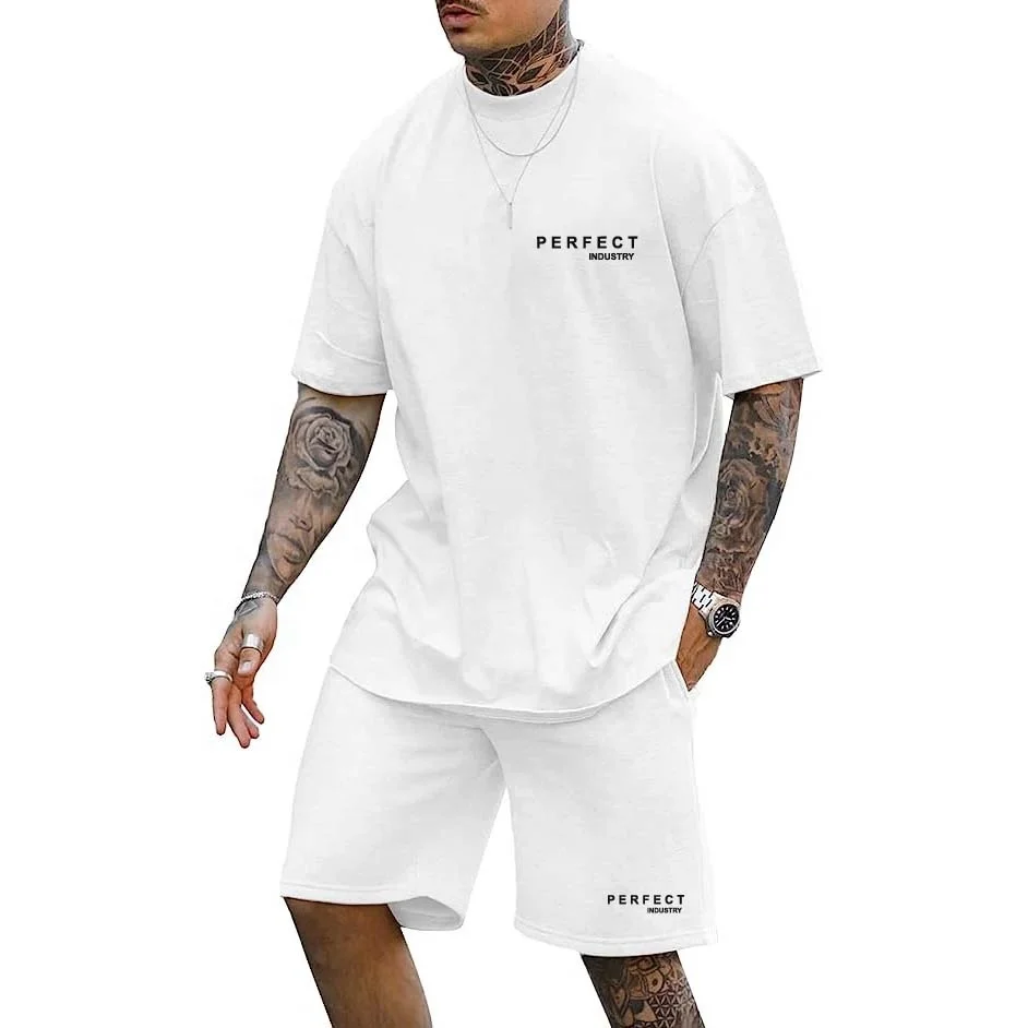 Perfect Top quality T-Shirt & Short Sets Men clothing wear T Shirts+shorts in solid colors With custom logo embroidery logo