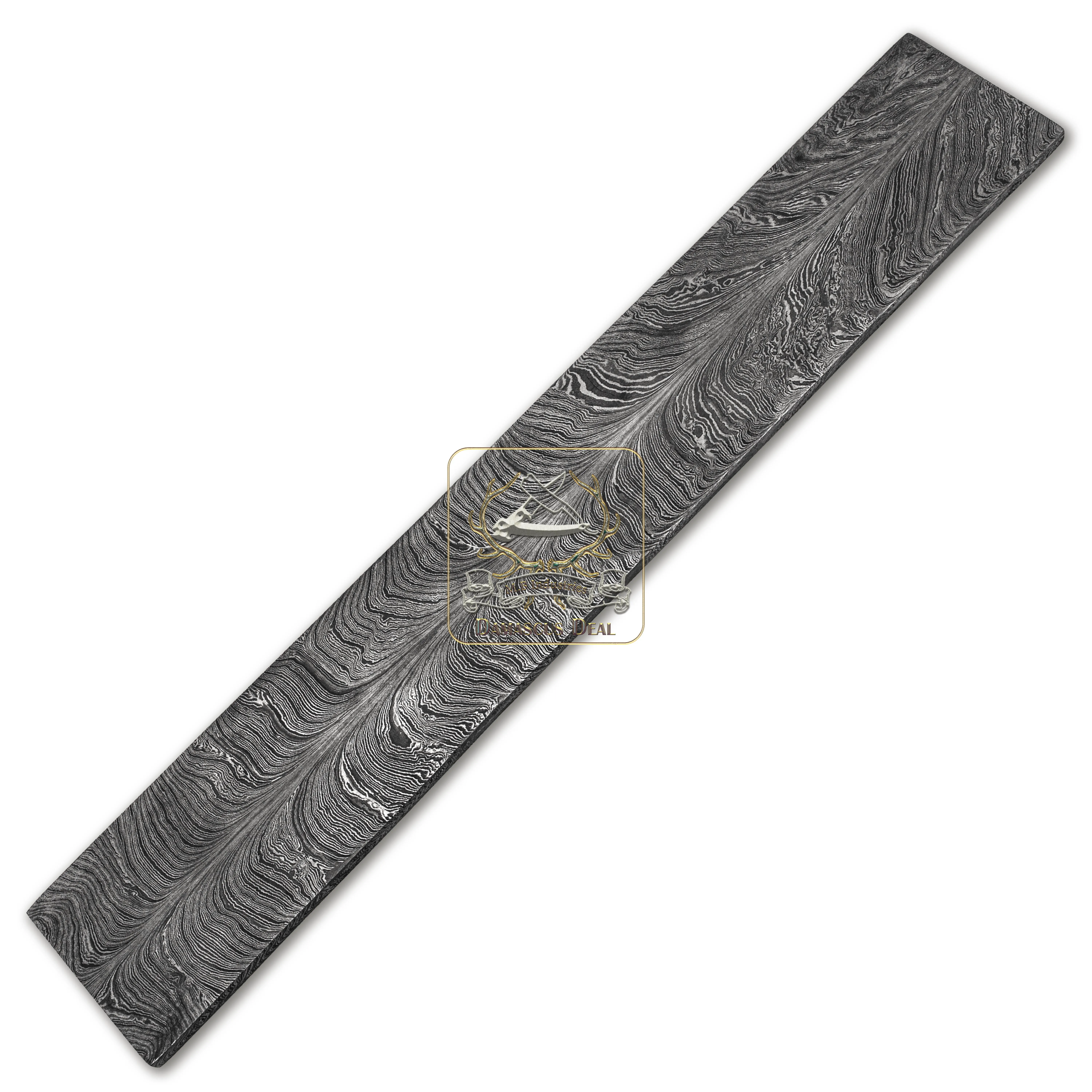 Damascus Steel Billet Feather Pattern DD-Feather-109 for Knife Making Hand Forged Carbon Steel Hardness 58-62 HRC Billet