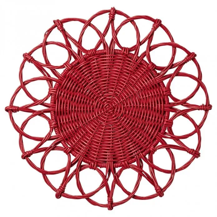 100% Bamboo Fiber Round Shape OEM Natural Color Luxurious Style Tablecloth New Style Flower shapre rattan placemat decor