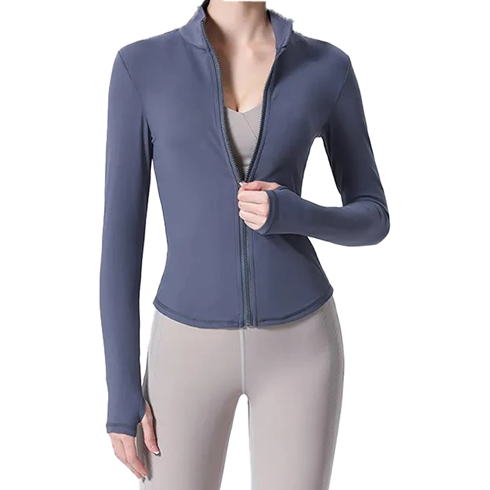 Zip Up Sleeve Sports Jacket Womens Yoga Tops Athletic TShirts Long Sleeve Gym Sweaters Running Fitness Jacket