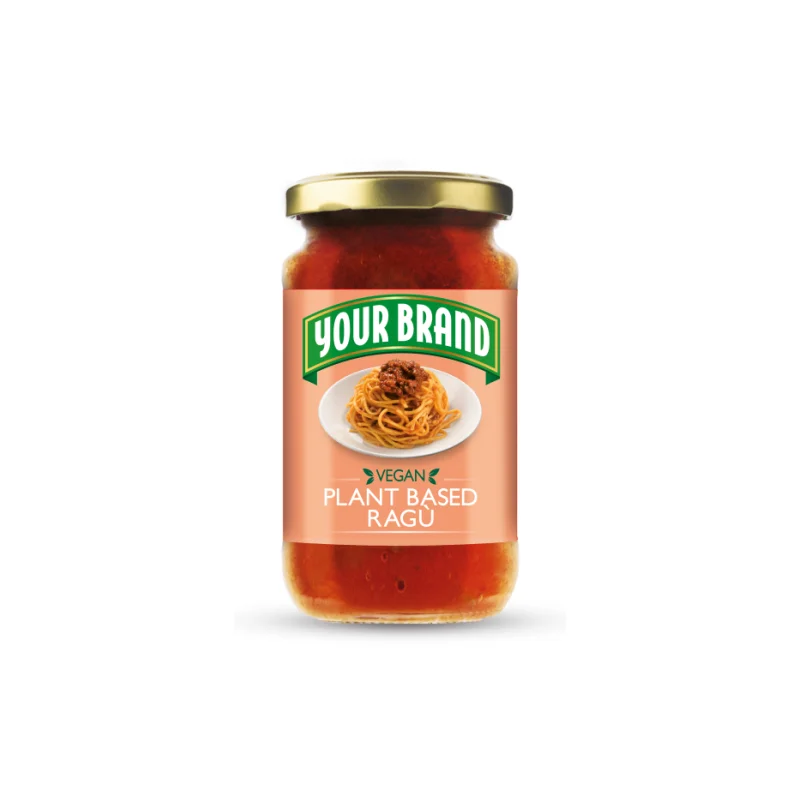 Italian Vegan Pasta Sauce plant based ragu in glass jar customizable for private label 12x190g 6,7oz