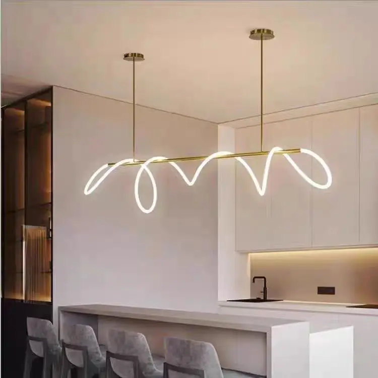 Zhongshan Restaurant Art Acrylic Flexible Tube Led Decorative Pendant Lighting Luxury Lamps Modern Rope Chandelier
