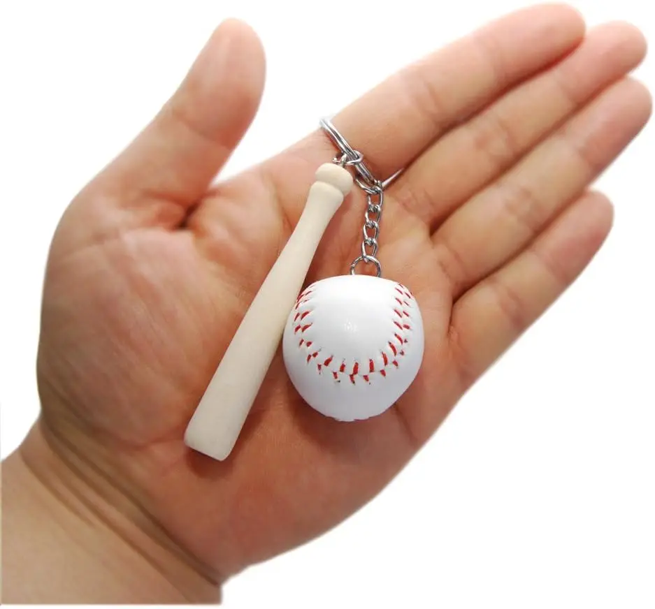 Baseball bat keychain baseball sticks wooden small stick key chains for girls bag  gifts wholesale