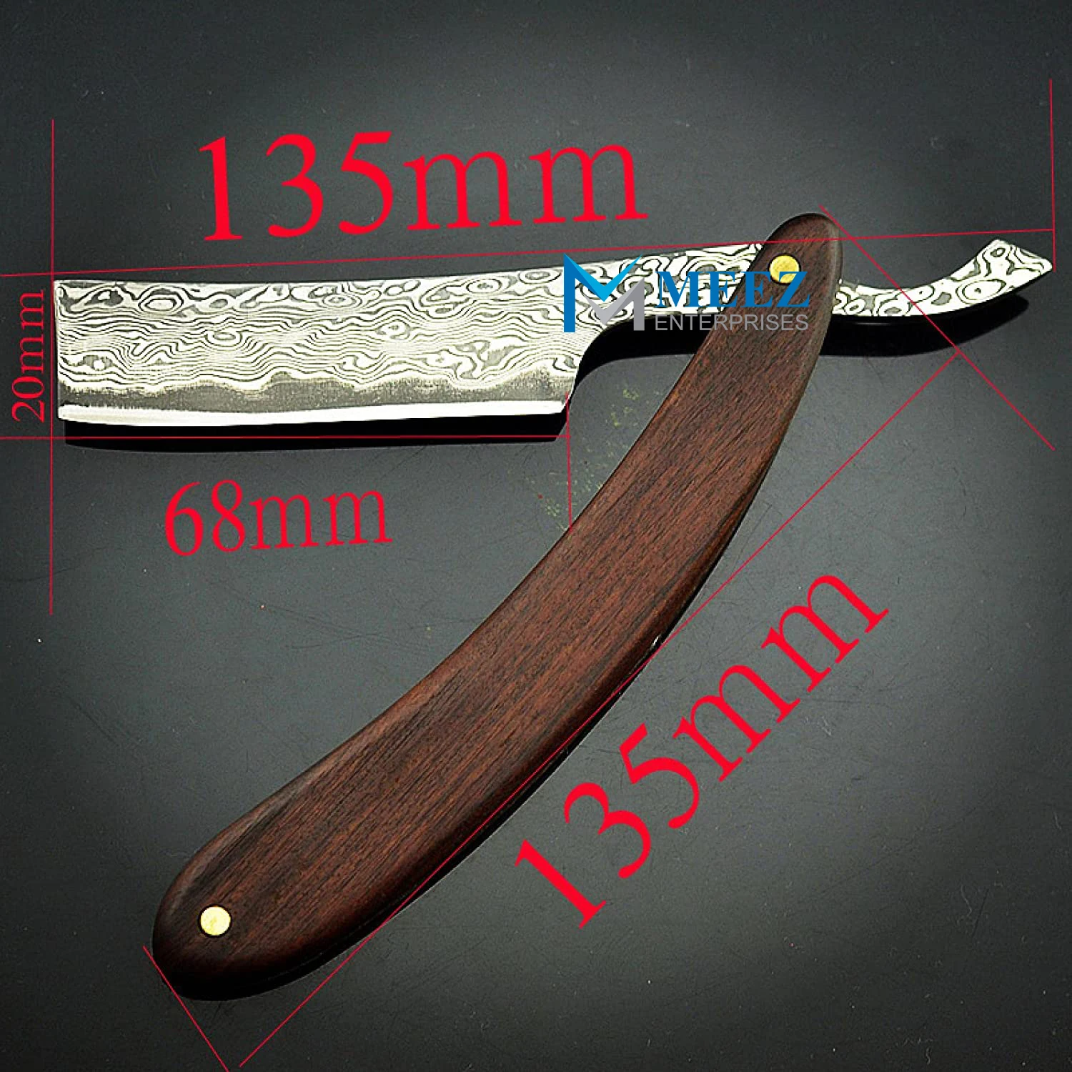 Professional Straight Edge Razor Damascus Pattern Steel Rosewood Handle Razor Beauty Tools