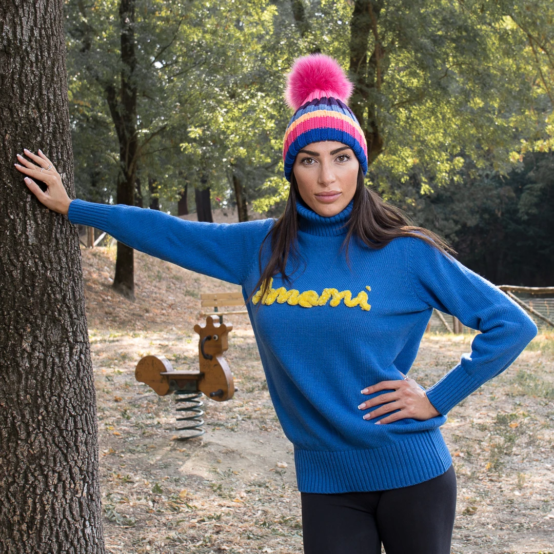 Top Quality Design for Women Made in Italy Casual Knitted Comfortable Fall Winter Sweatshirt With Customizable Word