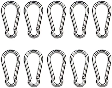 Carabiner Clips  2.36 Inch Stainless Spring Snap Hook, Locking Climbing Carabiners Clips for Plant Hanging, Outdoor Camping