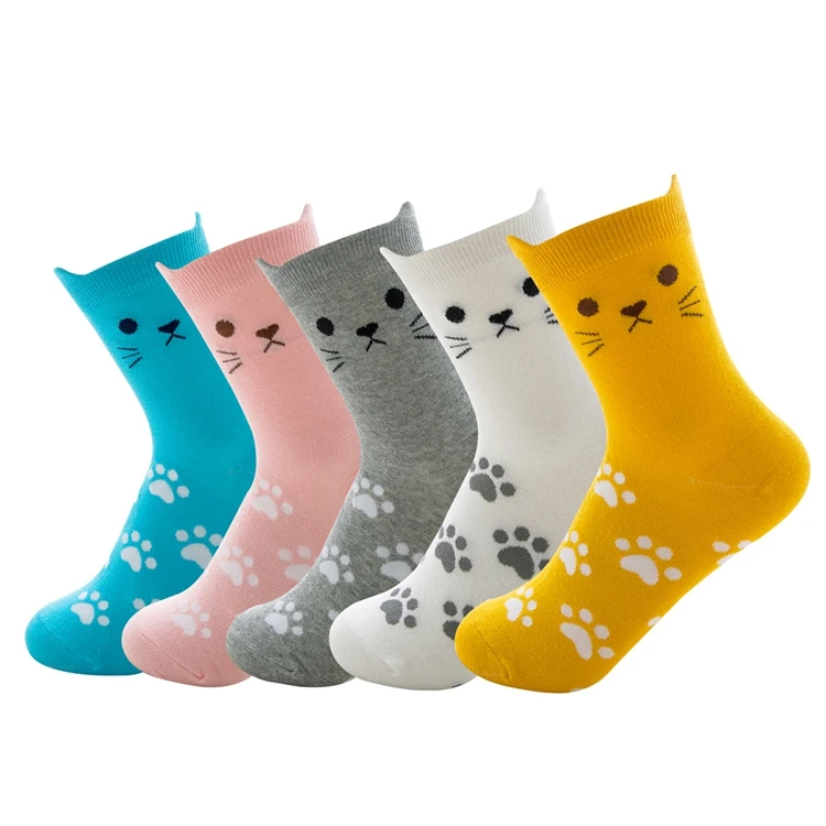 Unique design women colorful  crew cute cats socks novelty socks lady fashion socks for women