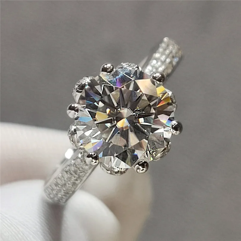 2 CT Round Diamond Moissanite Diamond Four Prong Round Diamond 10K 14K 18K 24K Gold Ring Moissanite Engagement Ring For women