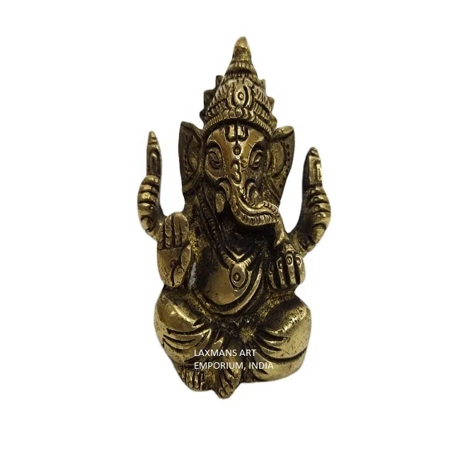 Popular Home Decoration Brass Carved Ganesha Antique Colored Small Statues/figurines Wholesale From India