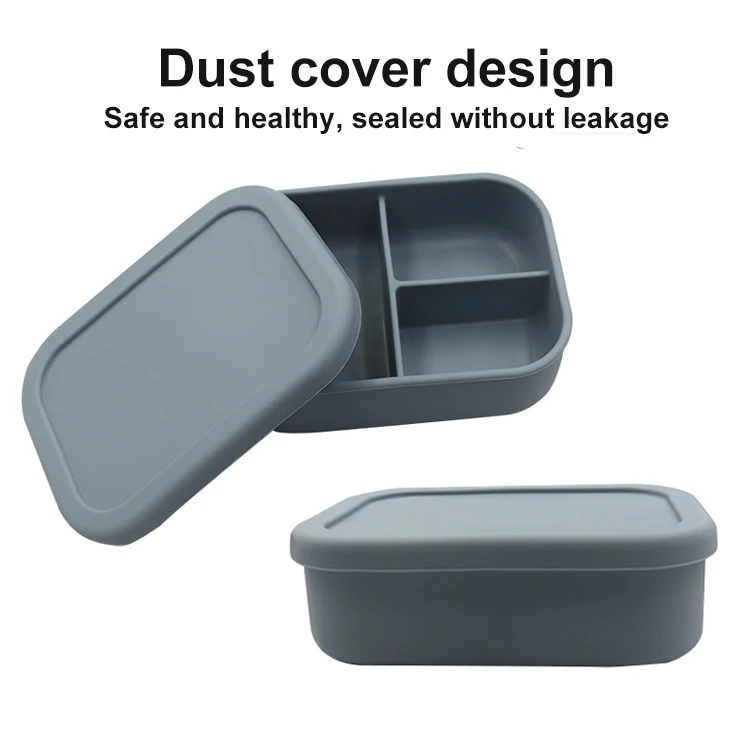 2023 Custom Logo Oven Safe Lancheira Caja De Bento Cake Sushi Box Silicone 3 Compartment Bento Lunch Box Set For Adults Kid