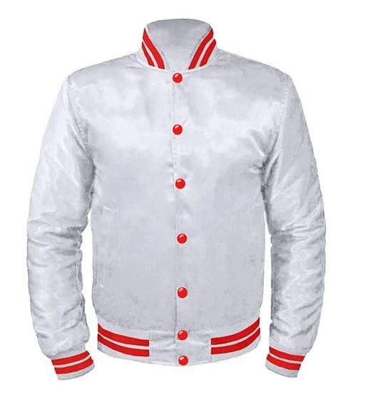 2024 New New Fashion Style Custom Satin Varsity Jacket Wholesale Men School Satin Baseball Jackets
