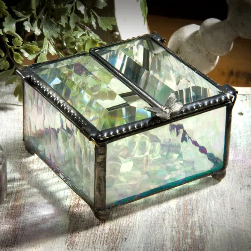 jewelry Storage Box glass crystal Vases ring jewelry box gifts decorative metal pyramid trinket storage box geometric