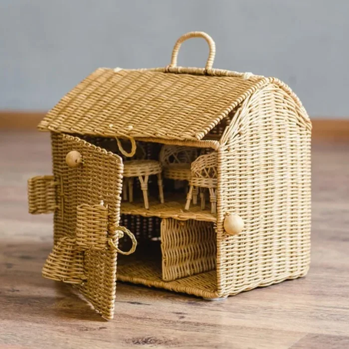New Arrival Rattan Dollhouse for games Small house Playhouse Wicker High Quality for Kid Toy Wholesale Supplier