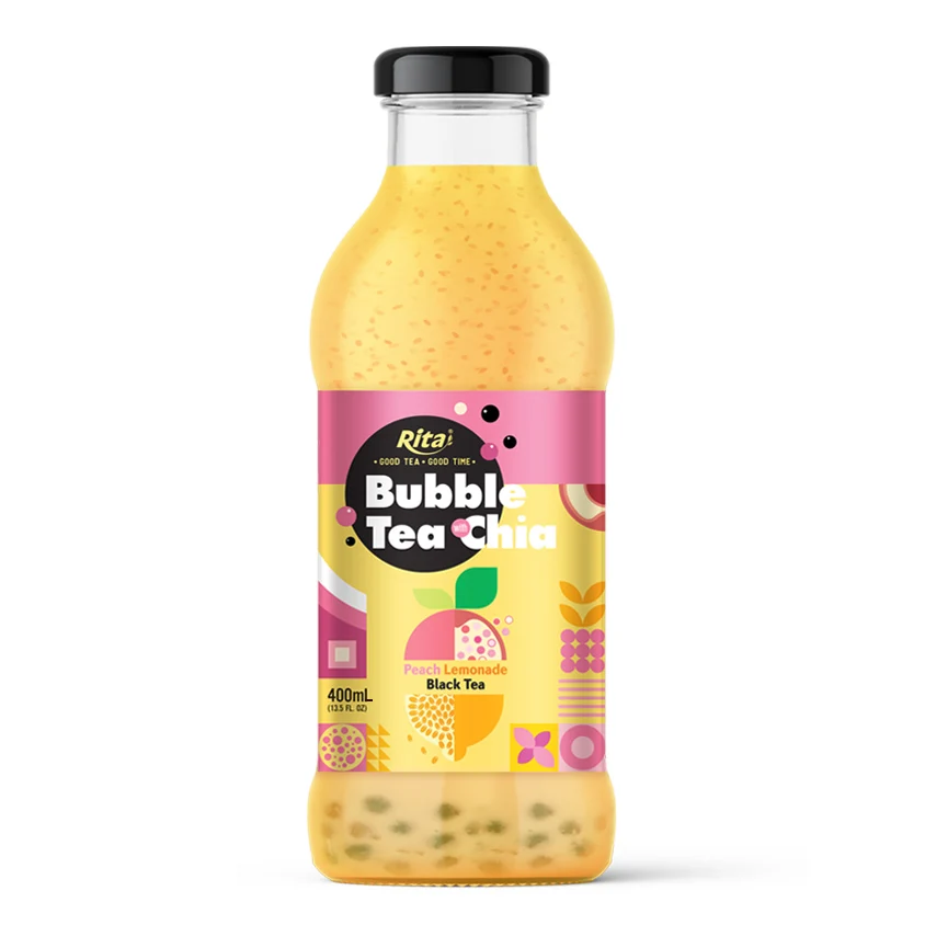400ml Glass Bottle RITA Bubble Tea with Chia Strawberry Lemonade Flavor High Quality OEM ODM Manufacturer Vietnam Supplier
