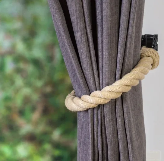 Extra Thick Beige Hemp Rope Curtain Tiebacks - Chunky Tie Back