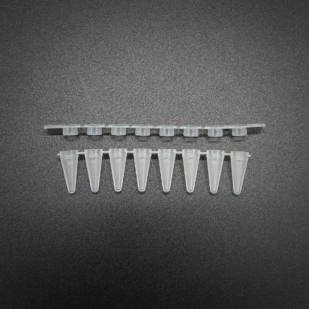 CE certified 0.1ml PCR 8 strip tube with flat strip made in korea frosted