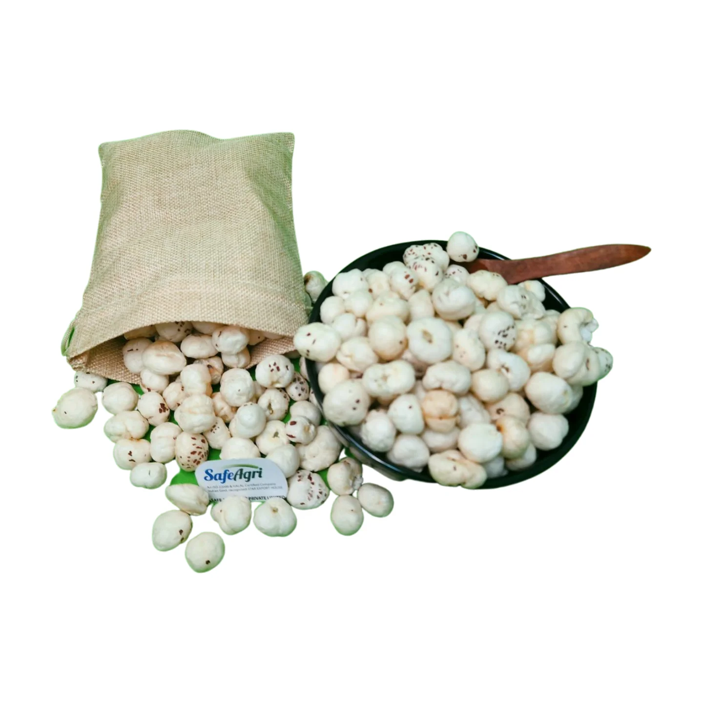 Premium quality Makhana made by roasting the lotus seeds in a pan or oven until they are crisp and crunchy eaten with salt peppe