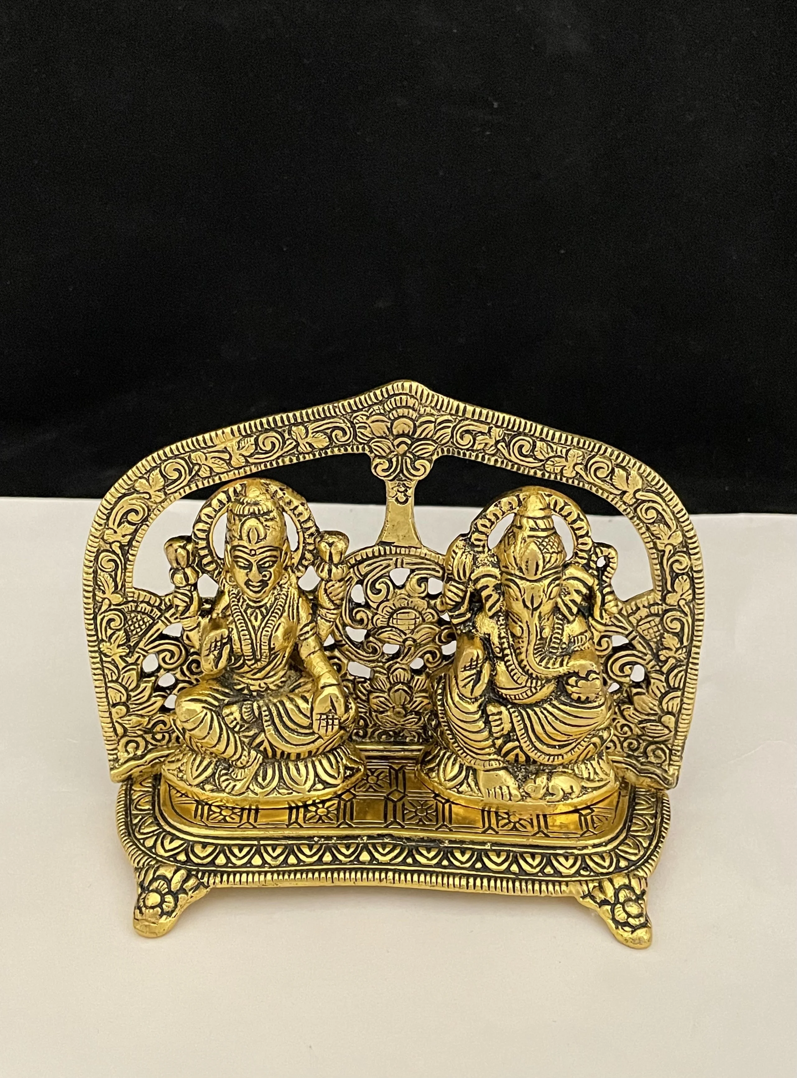 Aluminum Ganesh Laxmi Statue God of Success Sculpture Murti Idol Lord Worship Laxmi Ganesh for Home Mandir Decoration