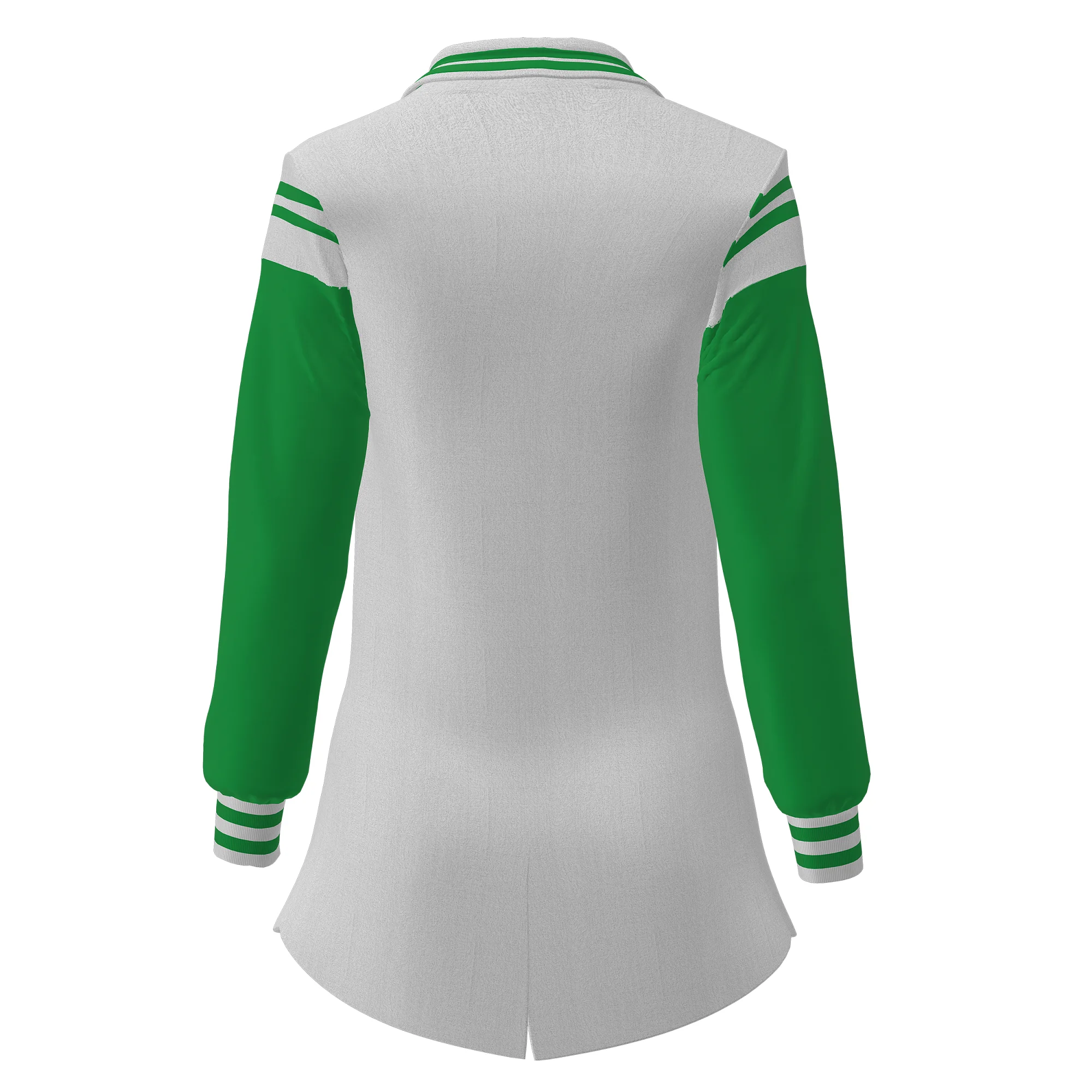 Iota Phi Lambda Leather Blazer with Single Button Closure Long Knitted Fabric Embroidery and Button Decoration