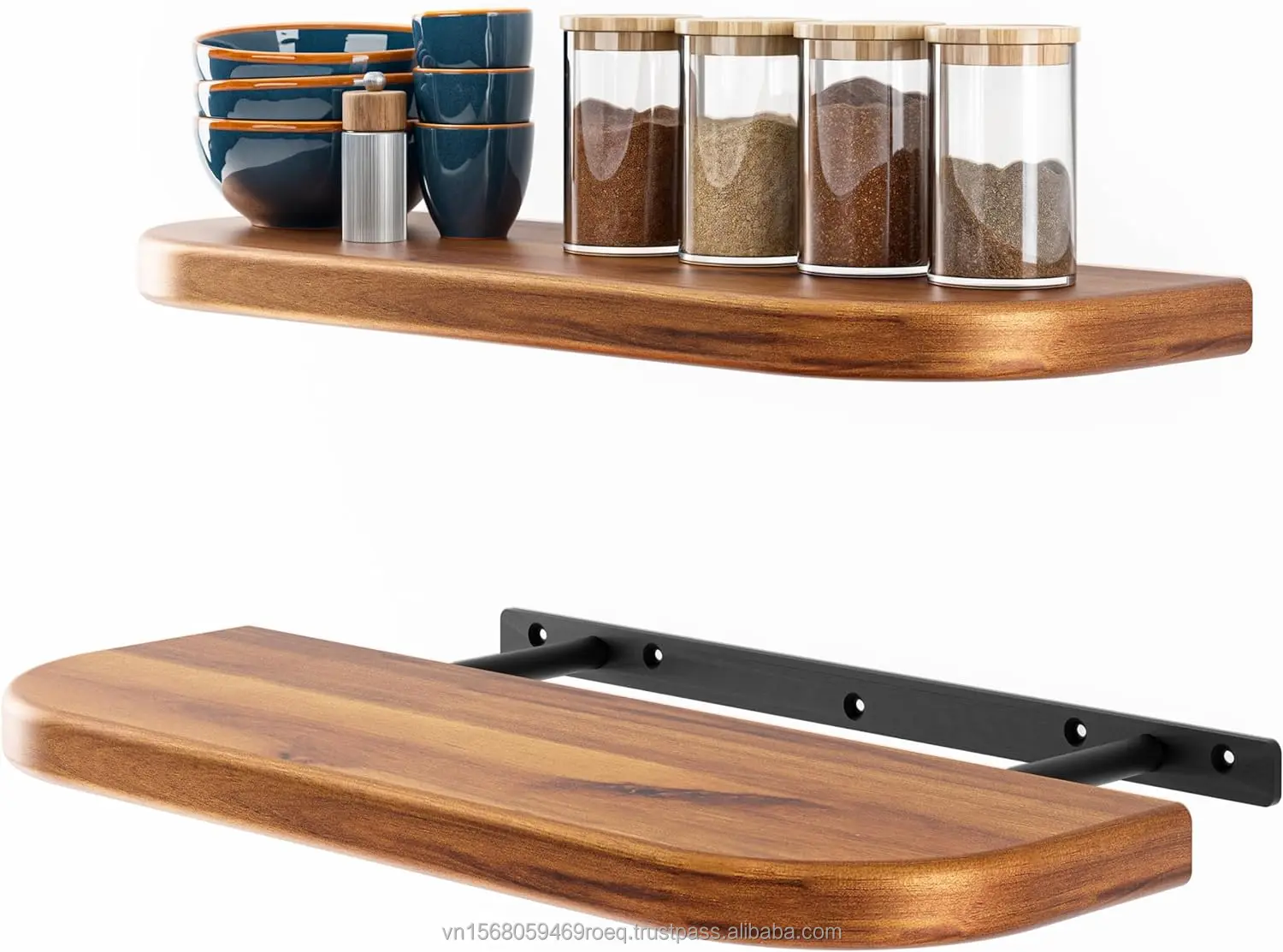 17inches Wall Mount Shelf Floating with U Shaped Metal Brackets Hidden Shelf Bracket Home Decoration Items for Living Room