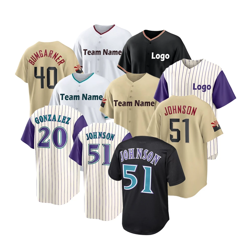 New Wholesale Custom Name Number Stitched Baseball Jerseys Arizona 51 Randy Johnson 40 Madison Bumgarner Gonzalez Marte