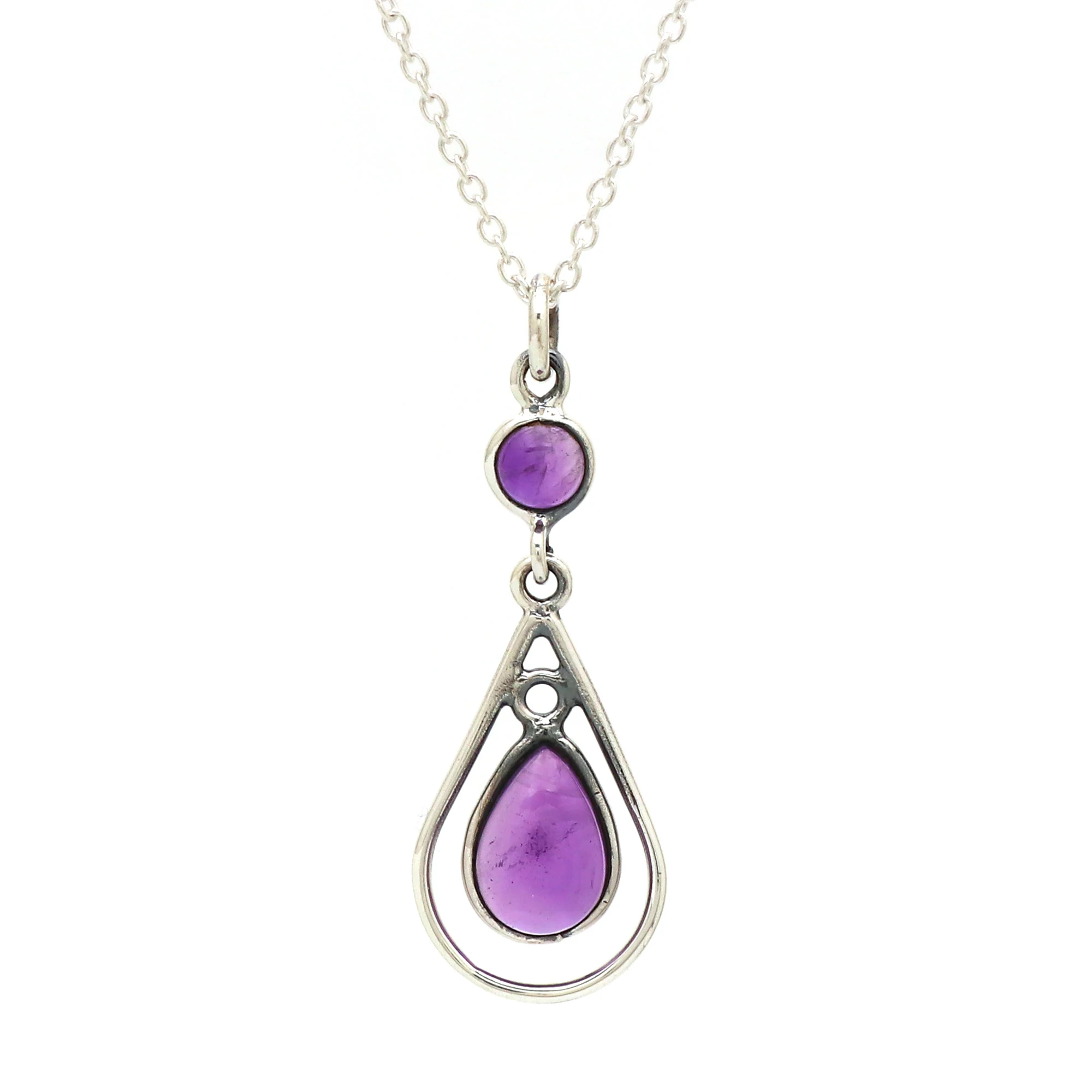 Best Seller Product Across The Globe 2024 Designer Tear Drop Amethyst Gemstone 925 Sterling Silver Necklace