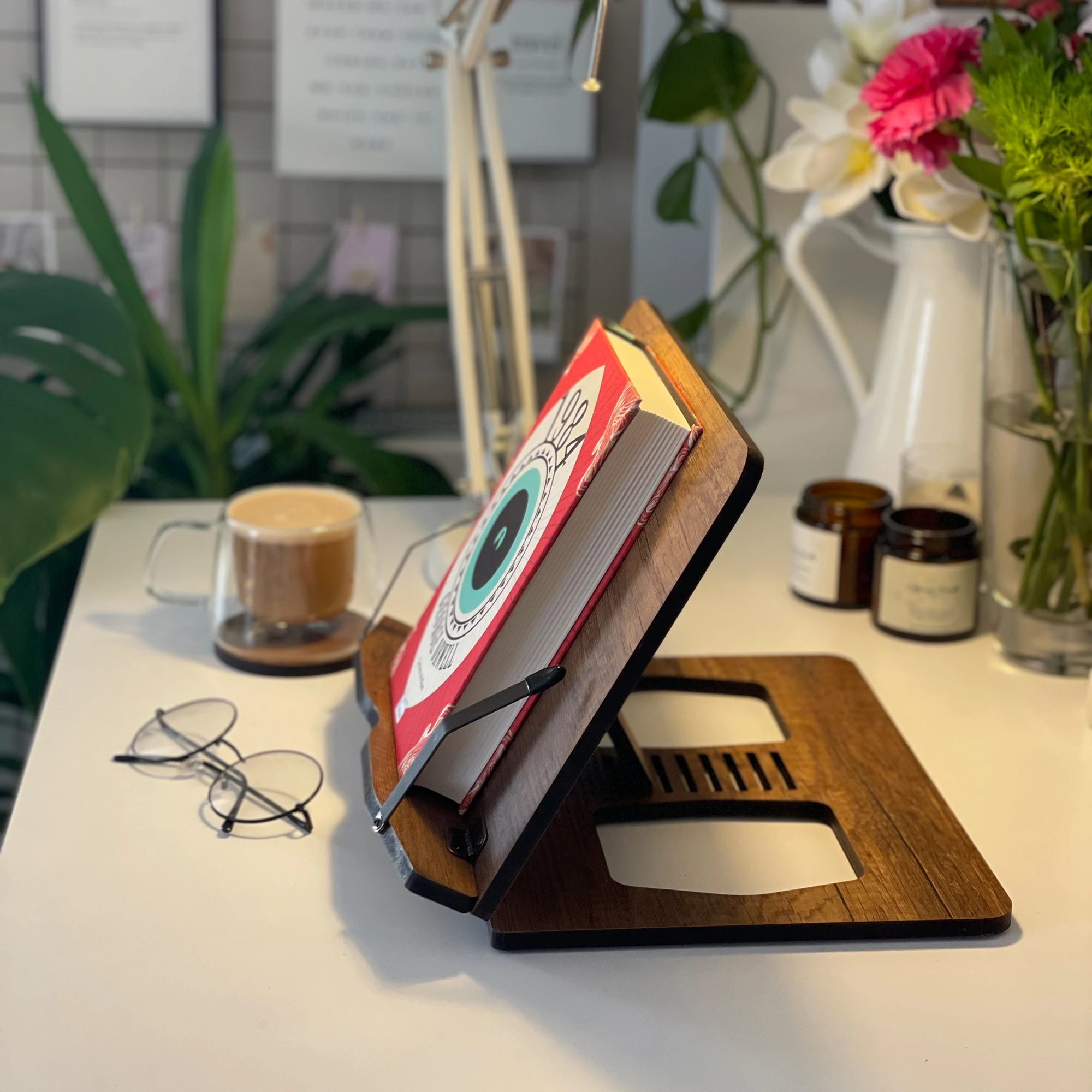 Sample Wooden Book & Cookbook Stand 5 Color Small Large Foldable Portable Recipe and Tablet Holder