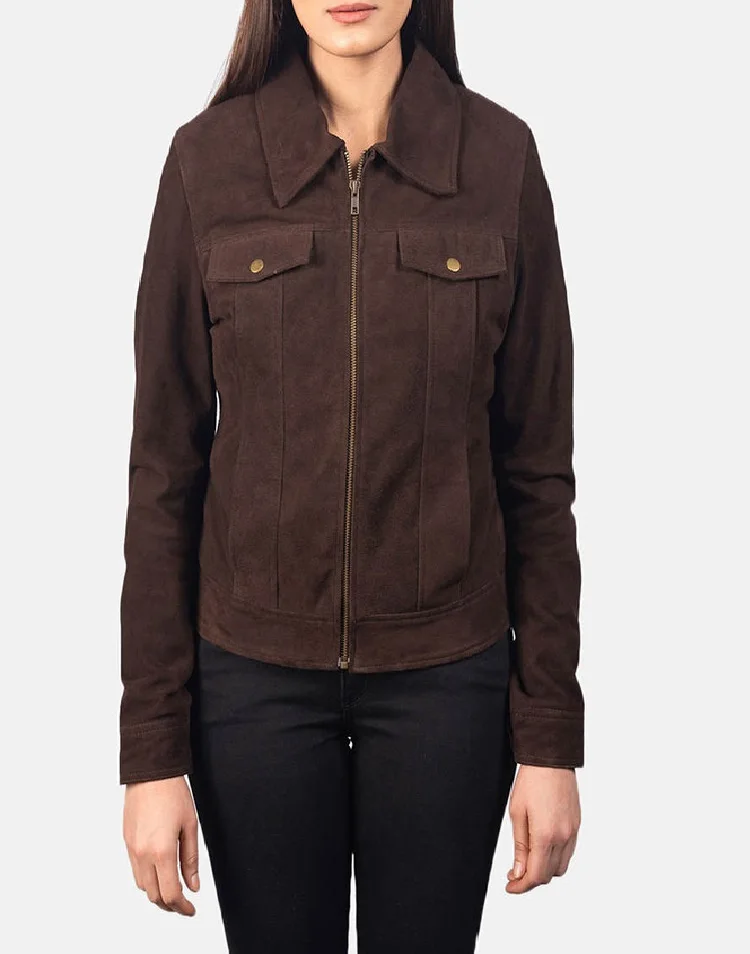 Real Leather Sheepskin Aniline Zipper Cityscape Black Women Biker Jacket with Quilted Viscose Lining and Inside Outside Pockets