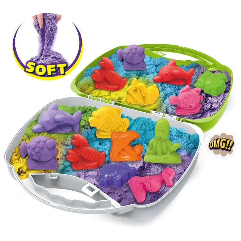 500G Non Toxic Coloured Sea World Dynamic Soft Sand Toy Set Educational Animal Modelling Magic Space Sand Toys for Kids