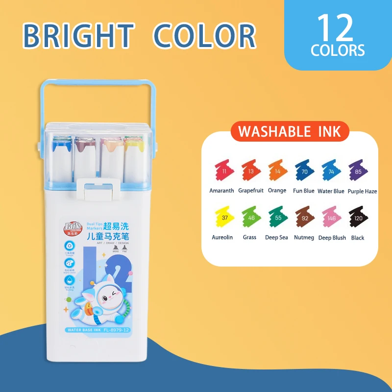 12/24/36/48 Colors Washable Double Tipped Art Markers Set for Artists Adults Coloring and Illustrations